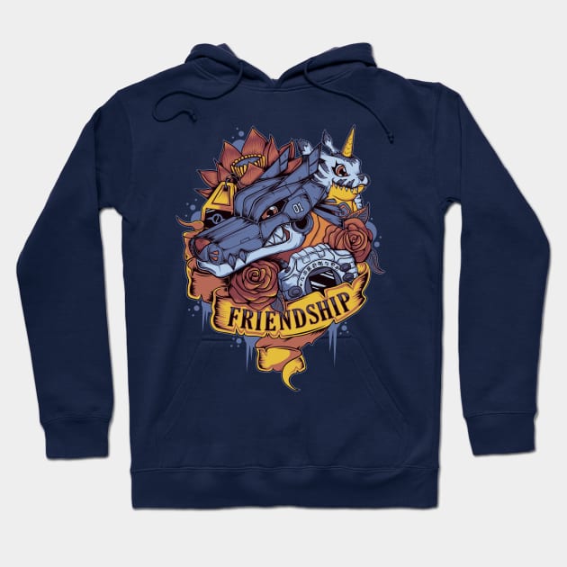 Digimon of friendship Gabumon - MetalGarurumon Tattoo Hoodie by Typhoonic